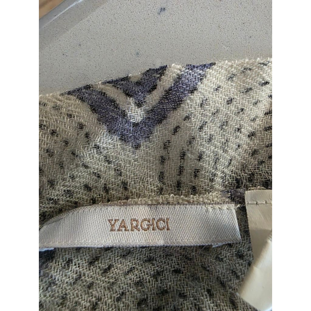 Women's YARGICI Beige & Blue Patterned Wool Scarf One Size - Picture 6 of 7